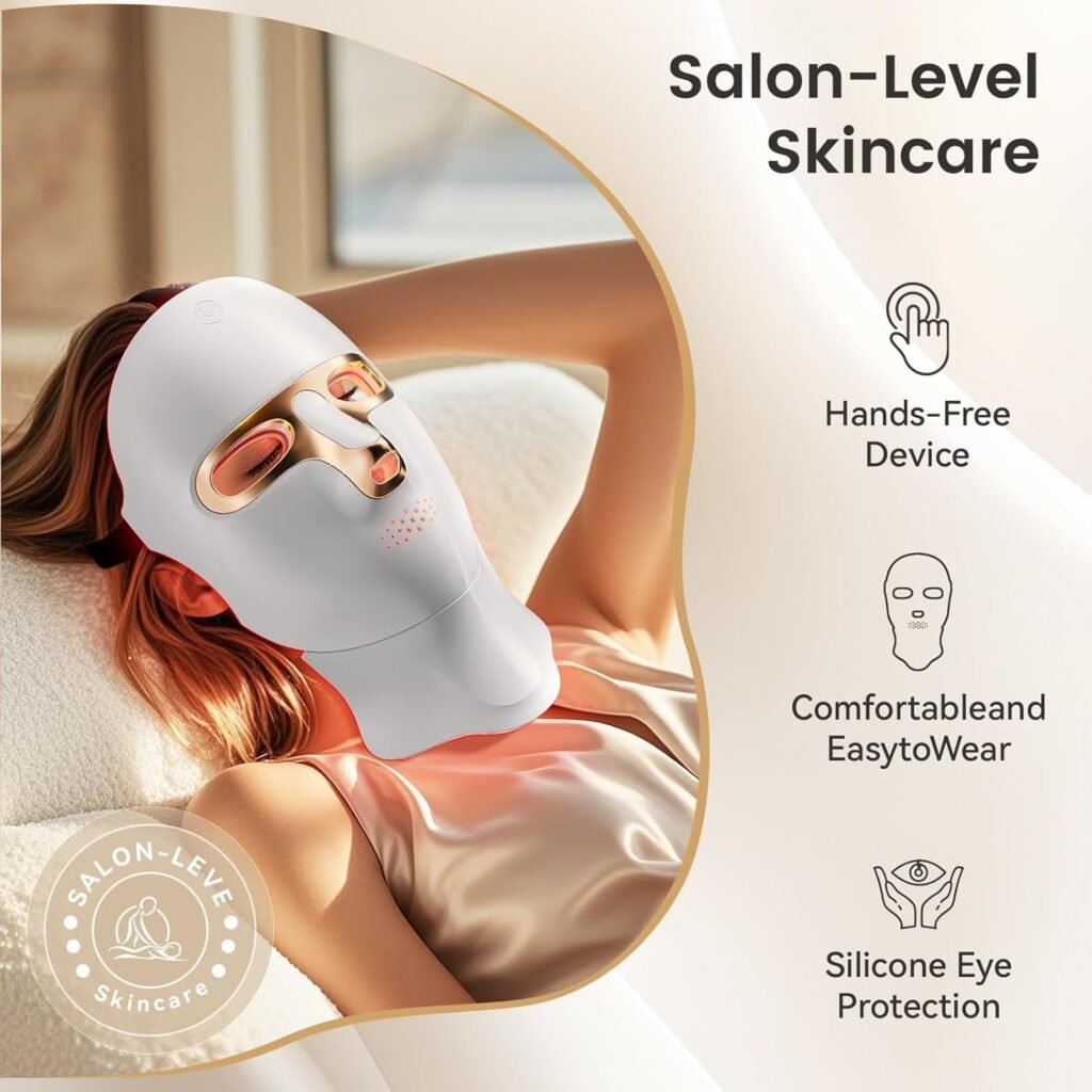 White gold Tinkoola LED mask for face and neck care