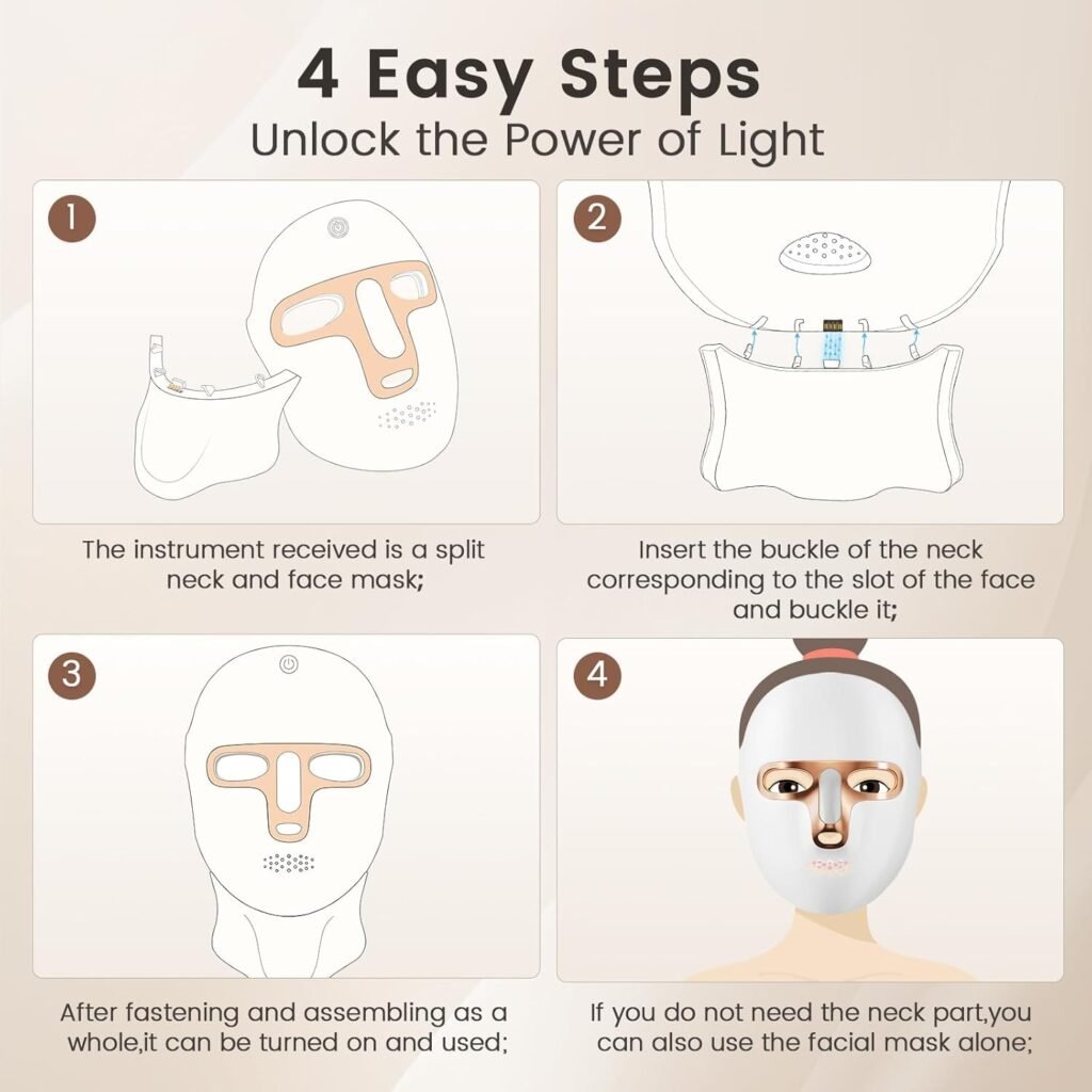 Tinkoola red light therapy mask with detachable neck attachment